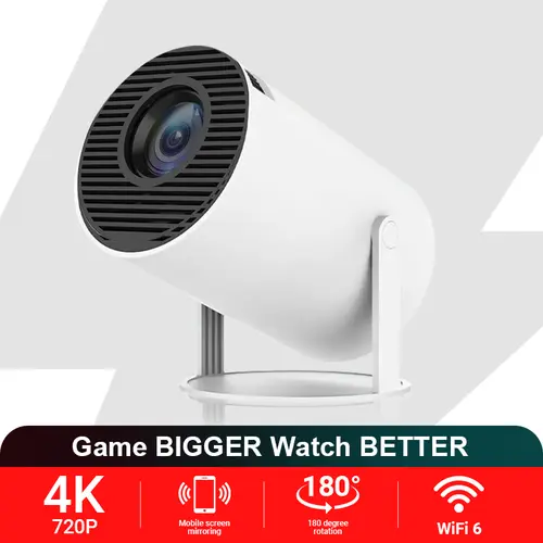 HY300Pro+ Portable WiFi Bluetooth Projector Outdoor Mini Projector 4K Decoding Portable Projector with 5G WiFi 6 & BT 5.0 720P Full HD 160 ANSI Lumens Portable Home Theater for  for Android Audio Bluetooth Game Bigger Watch Better, Bigger Screen, Remote C