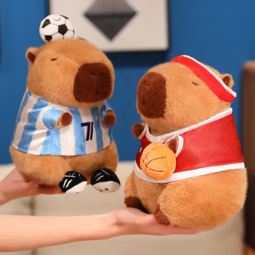Cute Football & Basketball Capybara Plush Toy, Stuffed Animal Doll, Birthday & Christmas Gift, Home Decoration