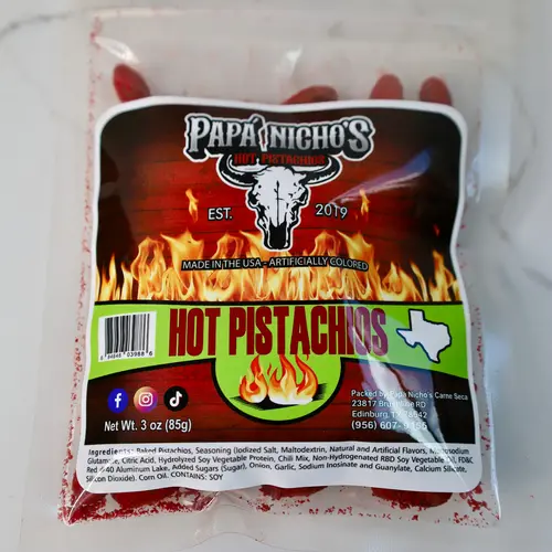 Papá Nicho’s Hot no shell Pistachios, Spicy Protein Nut Snack, Easy-to-Consume Food for Quick Snacking