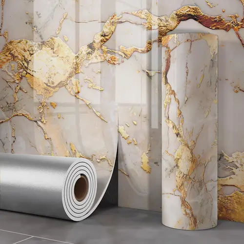 Marble Pattern Self-Adhesive Wallpaper, Renter-Friendly Fireproof Waterproof Indoor Wall Covering, 15.75x118.11" Marble Decorative Film Panel for Home Bedroom Decoration, Marble Pattern Wallpaper