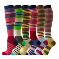 6-Pack Compression Socks – Unisex Calf Sleeves, Boost Stamina for Running, Training & Fitness Floral Pattern Compression Knee-High Socks pression circulation-best support Moisture-Wicking