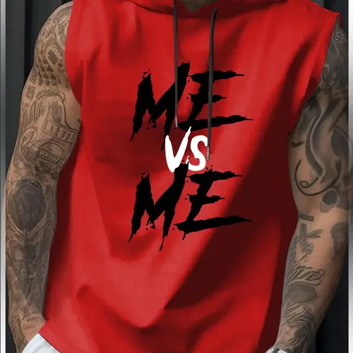 Men's Stylish Sports Hooded Vest, Fitted Summer Kint Fabric Sleeveless Casual Wear, Casual Sporty Top, Casual Sporty Design, Athletic Workout Clothing, Moderate Thickness for Active Lifestyle, Casual Sportswear