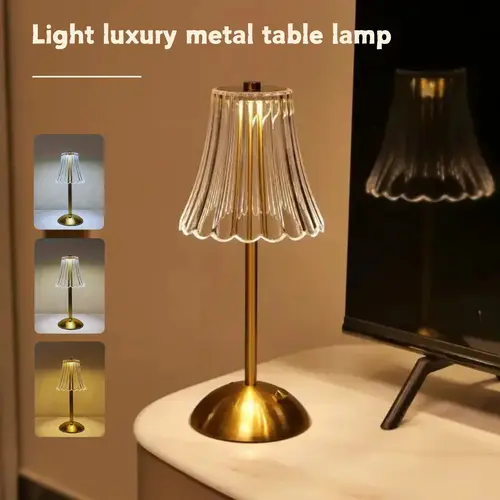 Metal Ambient Table Lamp with Touch Switch, USB Charging & Light Dimmable, Rechargeable Portable Night Light for Bedroom & Living Room, Desk & Bar Lighting, Home Decor Light, Decorative Lamps, Decorative Lights