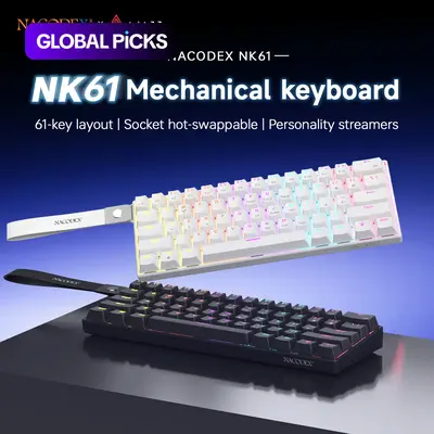 AJAZZ NK61 Wired 60% Mechanical Gaming Keyboard, 61-Key Red Switch Compact Keyboard, Gaming Pc Accessories, Plug-and-Play for Gaming and Office Use, Mechanical Game Keyboard #GLOBAL PICKS