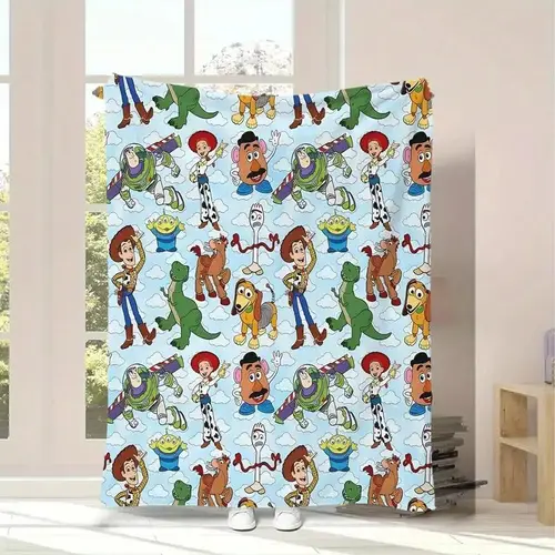 [SummerVibes] DISNEY CLASSIC Toy Story Character Pattern Cartoon Blanket, Stylish and Casual for Napping, Office, Sofa or Car - Outdoor Camping or Christmas Gift, Home Decor,  Gift