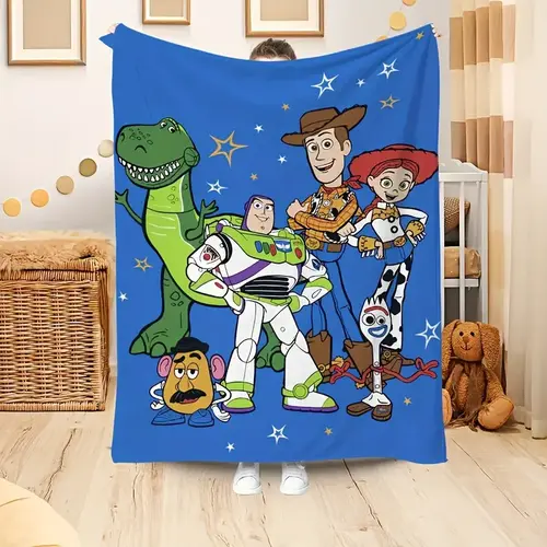 [SummerVibes] DISNEY CLASSIC Toy Story Super Soft Flannel Blanket - Light And Comfortable, Suitable for All Seasons, with Vivid Cartoon Prints, Suitable for Sofas, Beds, Travel And Outdoor Use
