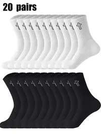 Men's Cross Print Crew Socks, Casual Comfy Mid-calf Socks for Daily Wear, Men's Stylish Socks for All Seasons, Sock Pairs, Breathable Fabric Knit Socks, Summer Socks, Sock Sets