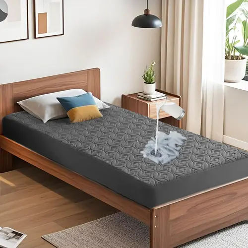 BEDLORE Silky Satin Waterproof Fitted Bed Sheet - Diamond Stitch, Solid Color, Deep Pockets, Anti-Slip, Soft, Wrinkle-Resistant, Cooling, Stain-Resistant, Breathable Durable Sheets, Twin XL/California King Mattress Protector for Adult Bedrooms
