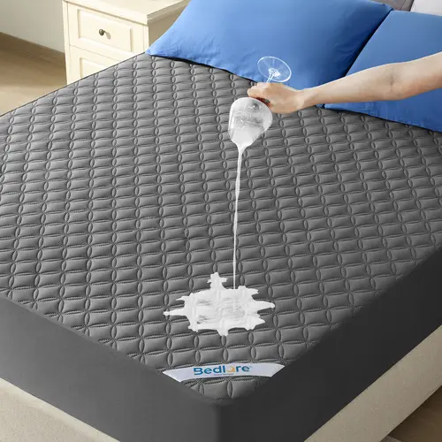 BEDLORE Cooling Mattress Protector - Small Copper Coins, Waterproof Bed Pad, Bamboo, Silent, Breathable, Wrinkle Resistant, High Stretch Hemline, Fit Sheet for Bedroom, Home Essentials (Fits California King, Twin XL & All Mattresses)