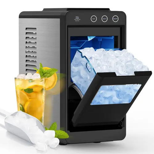 COWSAR Countertop Icemaker - Fully Automatic Small Ice Cube Maker with Self-Cleaning, Light, Fast Production, LED Control, Pull-Out Drawer, Compact Portable for Home & Kitchen, Small Ice Cube Makers, Fully Automatic Ice Cube Makers