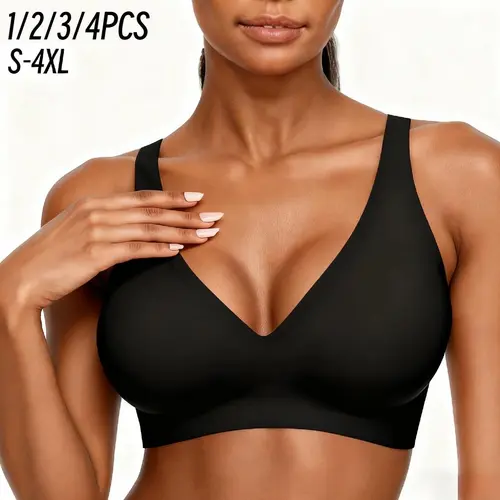 1/2/3PCS Jelly Wireless Womens Comfortable Wireless Bras Push Up Bralettes Seamless Tshirts Bras Deep V Everyday Bras S 4XL