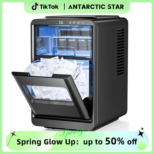 Antarctic Star Countertop Ice Cube Maker - Portable Crescent Ice Machine, 27 Lbs/24H, 16 Pcs in 15 Mins, Self-Cleaning for Home, Kitchen, Office