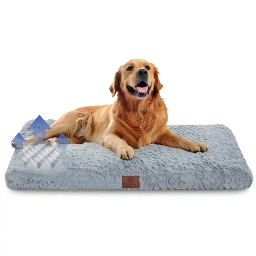 American Kennel Club Orthopedic Memory Foam Dog Crate Mat, Non-Slip Pet Bed Pad, Gray, 42x27 in