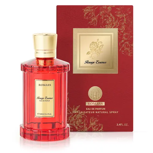 ROMASS Rouge Essence Luxe Perfume - Long-Lasting Fragrance with Vibrant Saffron, Warm Amber, Woody Accords & Creamy Almond Notes in Gold Bottle TikTokShopBlackFriday #Summervibes