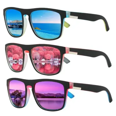 3 Pack Polarized Sunglasses for Men & Women – Classic Square Frame UV400 Protection Shades, Fashion Retro Unisex Sun Glasses for Outdoor Sports, Beach, Driving, Fishing, Travel & Everyday Wear Lightweight summervibes,