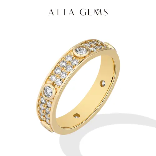 ATTAGEMS Classic Lab-Created Moissanite Ring - Unisex Fine Moissanite Jewelry, Bridal Ring, Men's Wedding Band, Men's Accessories, Sparkle 1-2 Scenario Gift for Adults (R309), Rings