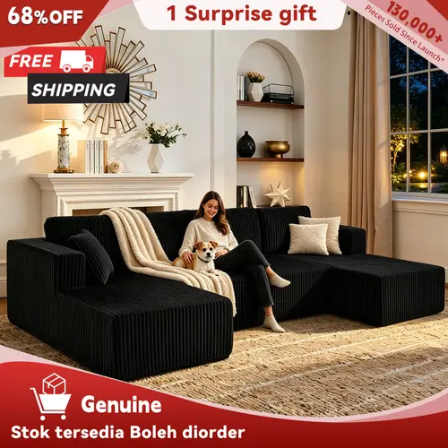 【3 Packages shipping】Large U-Shaped Modular Sofa Set [Extended Version] | Modern Minimalist Cordova Convertible Sofa Bed, Spacious Design for Living Room/Bedroom, Space-Saving & Comfortable Sofa Boneless Sectional Couch, Modern Sleeper Sofa, U Shaped Sofa