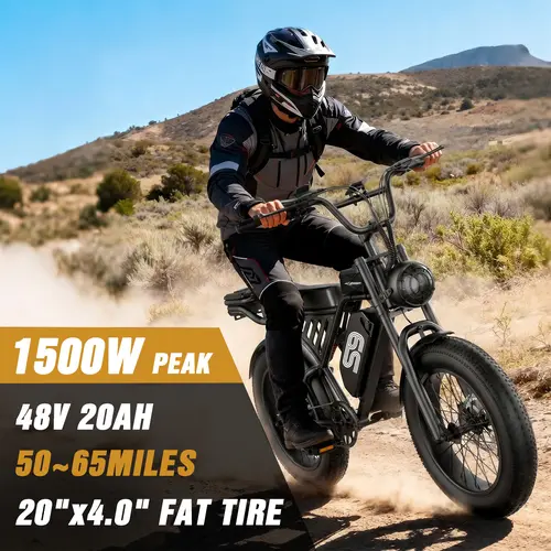 Pikabike S9 Electric Bike for Adults, 1500W Peak Motor & 36MPH Electric Dirt Bike, 65 Miles Range, 48V 20AH Battery,20"×4.0" Fat Tires Electric Mountain Bike for Snow, Sand, Full Suspension, NFC & Password Unlock