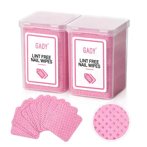 GAOY Lint Free Nail Wipes, 400 Pcs Nail Polish Remover Pads, Non-Woven Cotton Pads Gel Cleaning Wipes, Manicure Supplies for Professional Salon and DIY Art