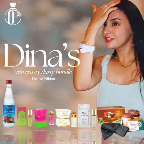 Dina's Anti-Crusty Dusty Deluxe Body Care Bundle | Rose Water + Musk Al Tahara Zahri Roll-on + Musk Al Tahara Zahri + Musk Al Tahara + Musk Al Tharara Roll-on + Royal Taous Soup |