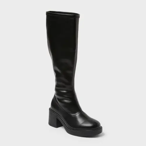Women’s Danika Tall Stretch Closed Toe Boots - Wild Fable, Casual Women’s Footwear with Memory Foam Insole, Secure Side Zip, Synthetic Material, Textured TPR Grip for Walking