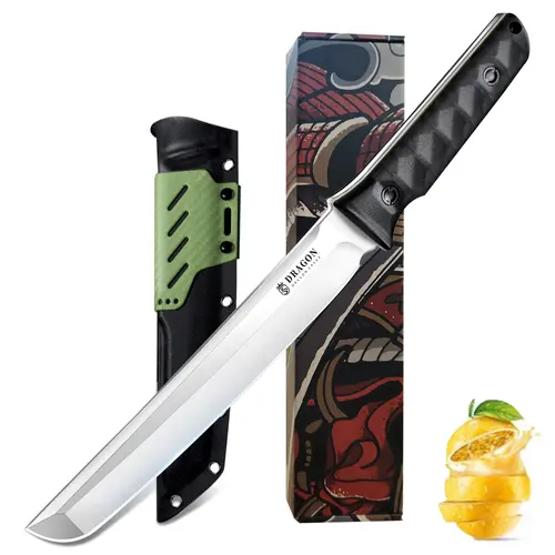 【Summer Sale】Dragon Creek Alloy Steel Fixed-Blade Outdoor Multi-Use Knife - Full Tang Handle, Functional Portable Knife with Sheath & Adjustable Belt, Plastic-Equipped Camping Survival Tool for Adults, Food Prep (Green)