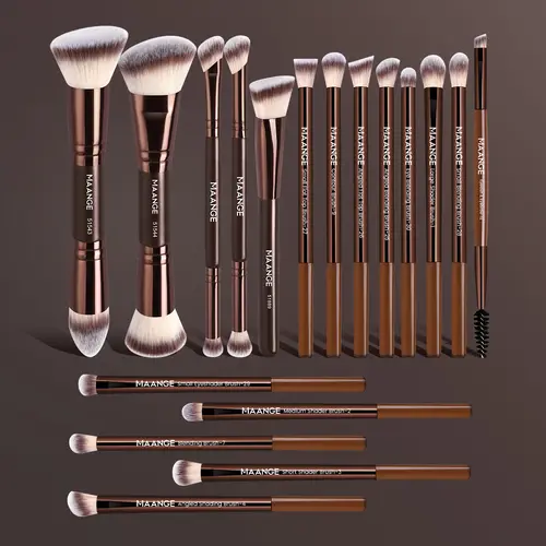 MAANGE 18pcs Professional Makeup Brushes Set, Cosmetic Brush Set, Cosmetics Brushes Set, Foundation Brush Contour Brush Concealer Brush Eyeshadow Brush Smudge Brush Detail Brush Eyebrow Brush Eyeliner Brush, Gift for Beauty Enthusiasts