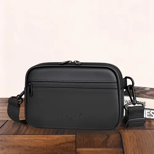 Men's PU Leather Crossbody Bag, Casual Commuter Shoulder Bag, Multi-Functional Bag, Gift for Boyfriend