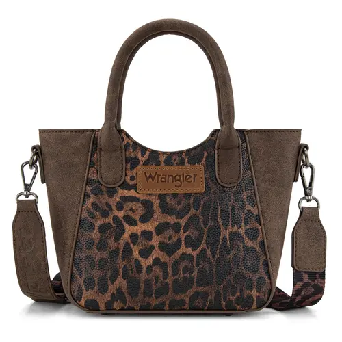 Wrangler Leopard Print Small Tote Crossbody Bag for Women Everyday Use with Adjustable Strap and Stylish Design cross  body