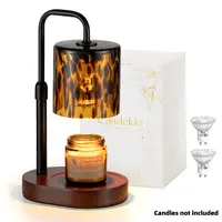 CANDELDO Tortoise Shell Look Wood Candle Warmer Lamp - Black Vintage Leopard Dim Control, Dimmable Timer, Height-Adjustable, 2 Bulbs, Indoor-Friendly Decor Piece, Thoughtful Housewarming Gift for Women