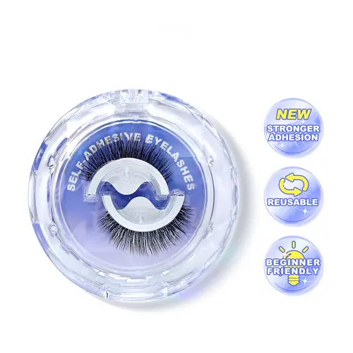 Self Adhesive Eyelashes  Reusable Thick & Natural Style Lashes, Waterproof, Reusable, Glue-Free, Eyeliner-Free Makeup Cosmetic,Pre Glued Lashes,Press on False Lashes,Wispy Strip Lashes