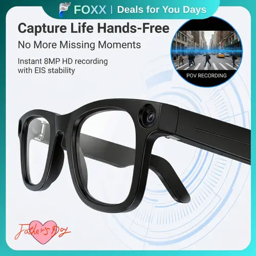 iVision6 AI Smart Glasses – 8MP/13MP Camera, Electronic Video Stabilization, AI Object Recognition, Translation for Selected Languages, Built-in Audio, Long Battery, Hands-Free Wearable for Travel, Outdoor & Daily Use, Wearable Devices, Smart Eyewear