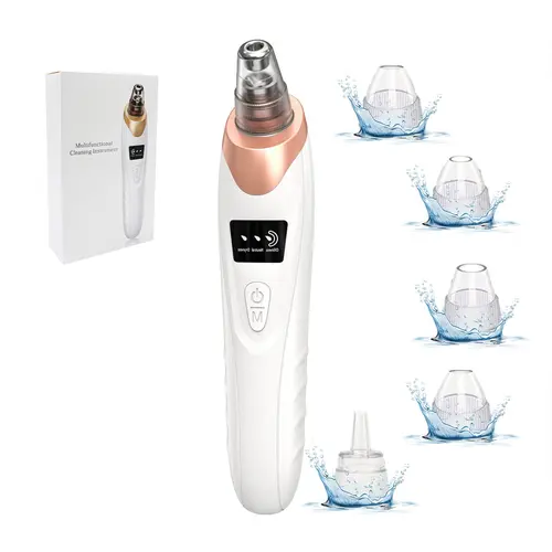 2025 Pore Vacuum，USB Rechargeable Blackhead Remover Vacuum，4 Pcs Acne Needle Tools Set，3 Levels Adjustable Pore Vacuum Blackhead Remover，with 3 Suction Power，5 Probes，Face Vacuum Pore Cleanser for Women & Men-White