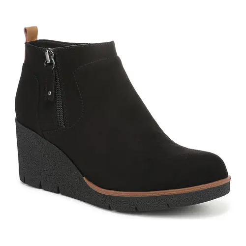 Dr. Scholl's Women's Bianca Statement High Heel Booties - Women's Shoes, Faux Leather Slip On with Easy Zip, Lightweight, Anti-Microbial, Cushioned Arch Support, Flexible, 2.5" Wedge Adds Height, Recycled Liner