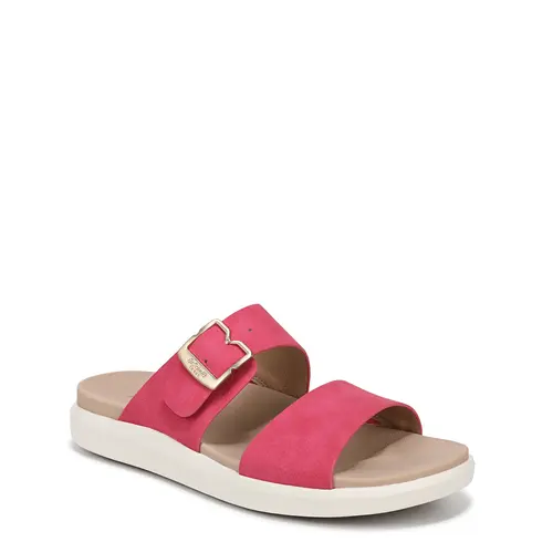 Dr. Scholl's Women's All Time Slide Sandal - Casual Sporty Chic Faux Leather Travel Shoes with Adjustable Buckle-Closure Slip-On Band