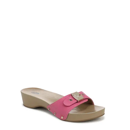 Dr. Scholl's Women's Classic Soft Comfortable Heels Faux Wood Wedge Slide Sandal, Women's Footwear Shoe, Orthopedic Women's Sandals, Decor