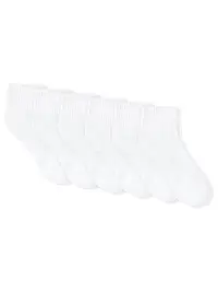 Hanes Unisex Plain White Socks 6 Pack Pairs Ankle Smooth Toe Cushioned Comfort Support Stay Dry Durable PWS186