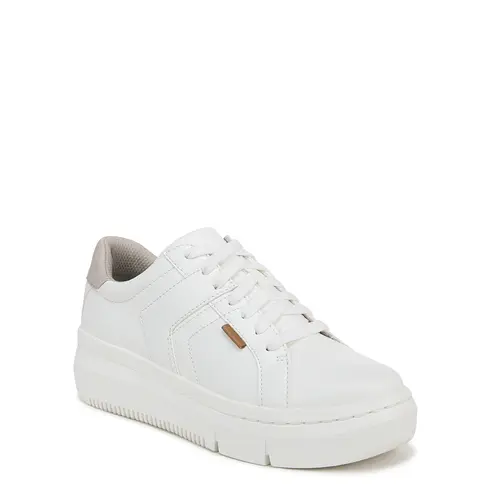 Dr. Scholl's Women's Sadie Leather & Faux Leather Platform Trainer Shoes - Lightweight Lace-Up, Cushioned Arch Support, Antimicrobial Casual Lifestyle Footwear for Everyday Wear
