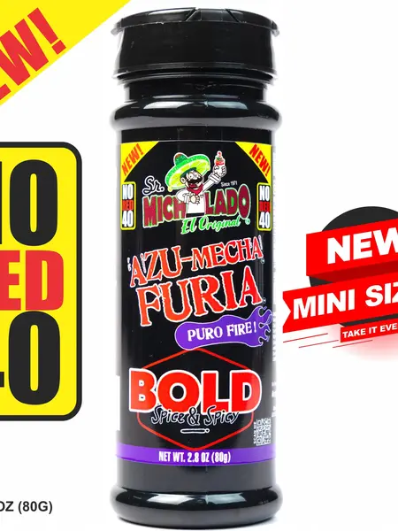 NO RED 40 - MINI Size Azu-Mecha Furia BOLD 2.8oz Snack Seasoning - Sr. Michelado - Bottle Snack Flavor powder