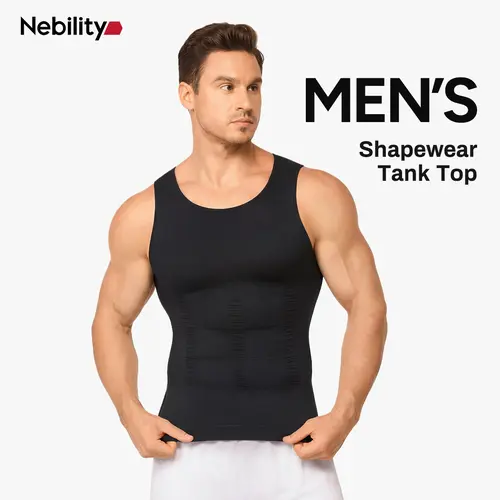 【Clearance】 Men's Shapewear Compression Tank Top Seamless Stretched Casual Bottoming Vest Wife Beater Shirt