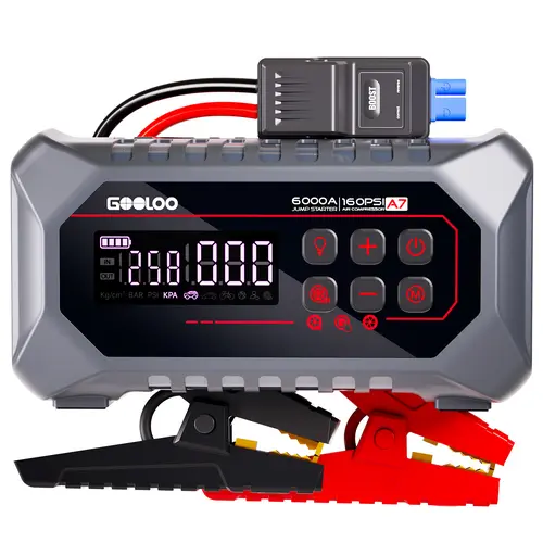 GOOLOO A7 10-in-1 6000A Car Jump Starter with Air Compressor (All Gas & 10 Disel), Multifunctional 160 PSI Smart Auto-Shutoff Tire Inflator & Portable Air Pump with Inflate 350L/min & Deflate 70L/min, Vehicle, Tools And Gadgets, Car Accessories, Trucks, C