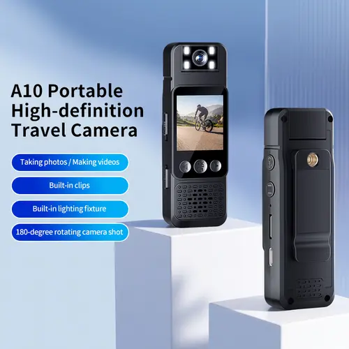 1080P Portable Clip-On Body Cam Video Camera with 32G TF Card, IR Night Vision, Built-in Fill Light, Flash, 180° Rotating Lens, LCD Preview Screen, Voice Recorder, Batteries, Vlogging Camera, Video Recording Equipment, Great For Travel Vlogs, Night Photog