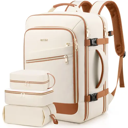 UKEIN 40L Polyester Colorblock Carry-On Luggage Backpack - Airline Approved, Waterproof Travel Bag with 3 Packing Cubes, TSA Lock, Fits 17in Laptop, Perfect Holiday Gift, Airport Backpack