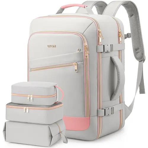UKEIN 40L Colorblock Airline Approved Carry-On Bag – Holiday & Casual Travel Essential with 3 Packing Cubes, TSA Lock, Waterproof Laptop Compartment, Organized Daypack, College Everyday Carry Gift, Casual Travel Backpack