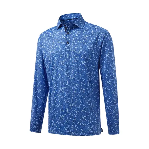 MAELREG Mens Printed Golf Polo Long Sleeve Performance Fit Dry Fit Fall Golf Shirt Casual Athletic Top  Fashion Menswear