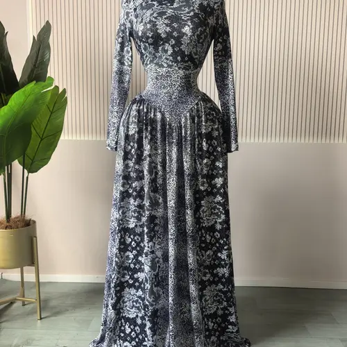 PULKRITU Women's Paisley Floral Print Dress, Full Sleeve Round Neckline Evening Party Formal Clubwear, Sexy Birthday Vacation Maxi Dresses, Ladies Floor Length Big Swing A-line Long Dresses, Dressy Prom Education Dress Clothes, Streetwear Outfits