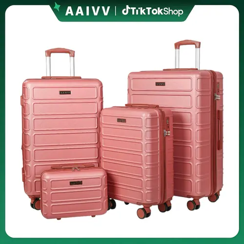 4-Piece Sturdy ABS Hardshell Luggage Set, Lightweight Durable Expandable Scratch-Res (Scratch-Resistant) TSA Lock Suitcase with Double Spinner Wheels, Zipper, 20in Carryon Ok, Anti-Theft, Ideal for Family Travel (Father's Day Gift)