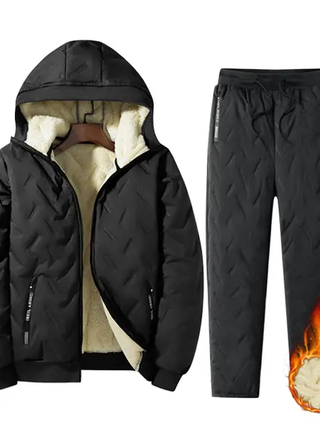 Men’s Autumn Winter Fleece Thickened Set - Multi-Pocket Design, Perfect for Daily Work Commute, Outdoor Leisure & Skiing Clothes Menswear men's 2 piece set Formal Beige men's sweatsuit set men sweatsuit set men 2 piece sets men's 2 piece set Long Sleeve