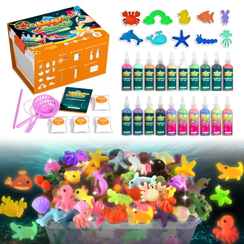 TIMETOME Magic Water Elf Crafting Kit - Aqua Fairy Water Gel Set with 20 Magic Gels, 10 Molds, Creative DIY Handmade Craft for Easter, Birthday Gifts