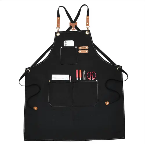 MEEDEN Adjustable Cross Back Waterproof Polyester Canvas Apron with 3 Pockets - All-Purpose Adjustable Aprons for Artists, Acrylic/Oil/Watercolor Painting, Gardening, All-Purpose Aprons, With Pocket
